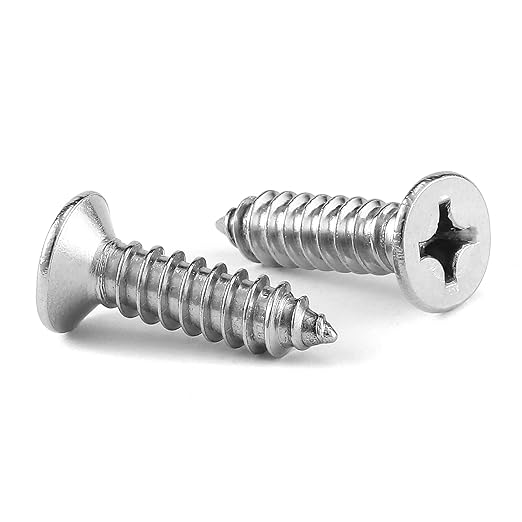#14 x 5/8" Wood Screw 100Pcs 18-8 (304) Stainless Steel Screws Flat Head Phillips Fast Self Tapping Drywall Screws by SG TZH