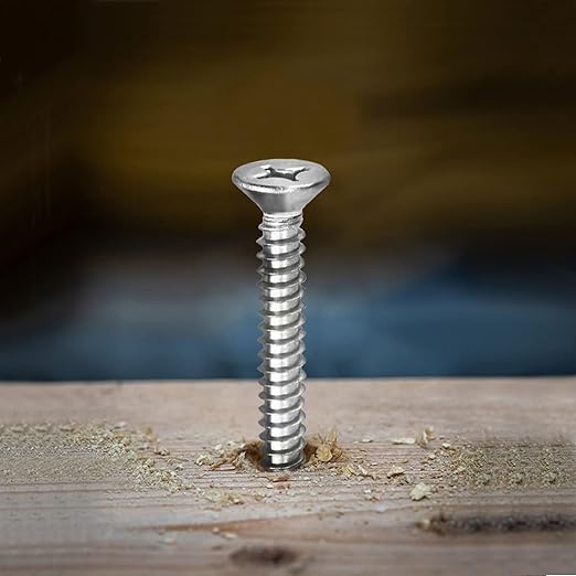 #4 x 3/8" Wood Screw 100Pcs 18-8 (304) Stainless Steel Screws Flat Head Phillips Fast Self Tapping Drywall Screws by SG TZH