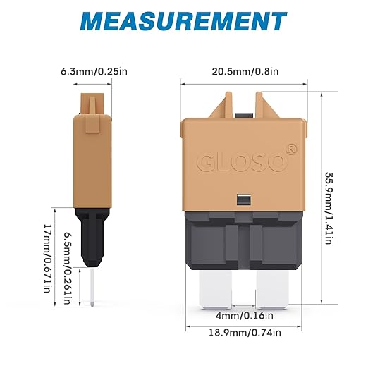 GLOSO Circuit Breaker Fuse E39 (T3) Manual Reset For Car Truck RV Automotive Marine Boat Trolling motor & Custom Wiring Audio battery protection/Low Profile ATC/ATO (20A - 5 Pack)