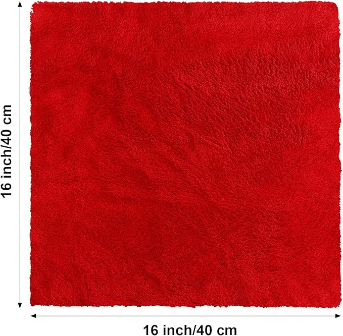 Shimeyao 30 Pcs Edgeless Microfiber Plush Towels for Cars Detailing Drying Wash Polishing Absorbent Cleaning Cloths, 500 GSM, 16 x 16 Inch(Red)